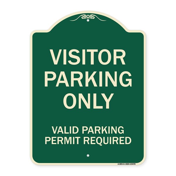 Parking Area Visitors Parking Valid Parking Permit Required Aluminum Sign, 24" x 18", G-1824-23470